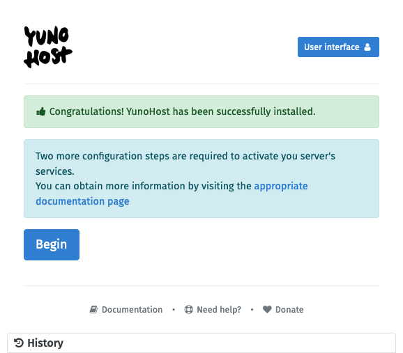 YunoHost administrator interface for post-installation set up