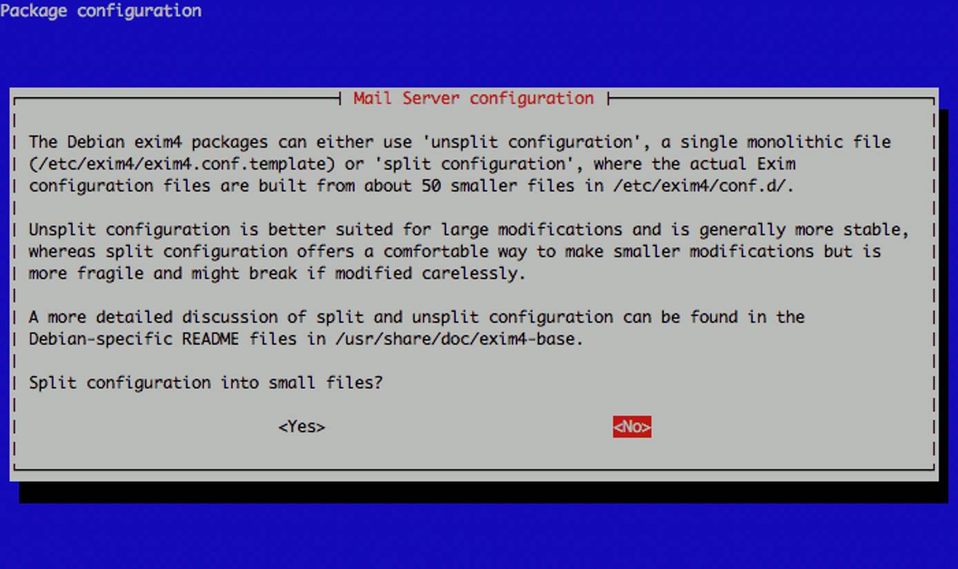 Exim config file splitting configuration on Debian 5.
