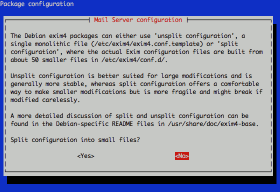 Exim config file splitting configuration on Debian 6.
