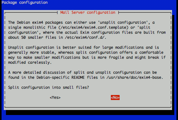 Exim config file splitting configuration on Ubuntu 9.10.