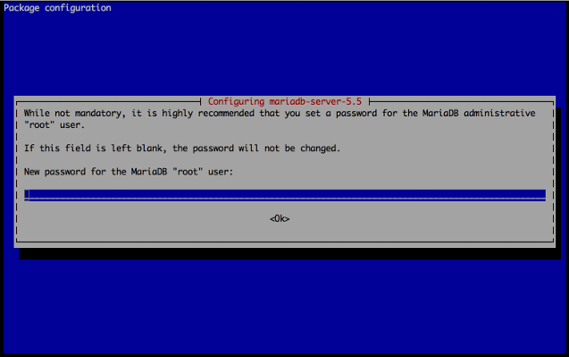 Set the password for root during MariaDB installation