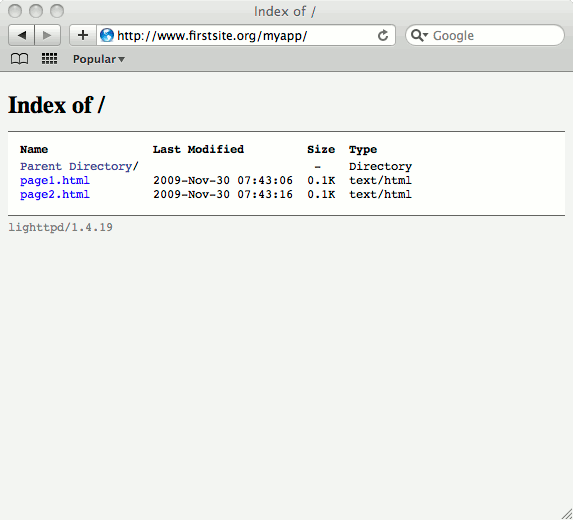 Web application running under a directory via lighttpd on Debian 6 (Squeeze).