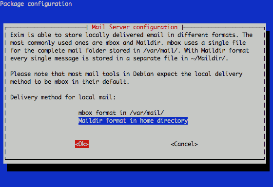 Exim4 mail format configuration on Debian 6 (Squeeze).