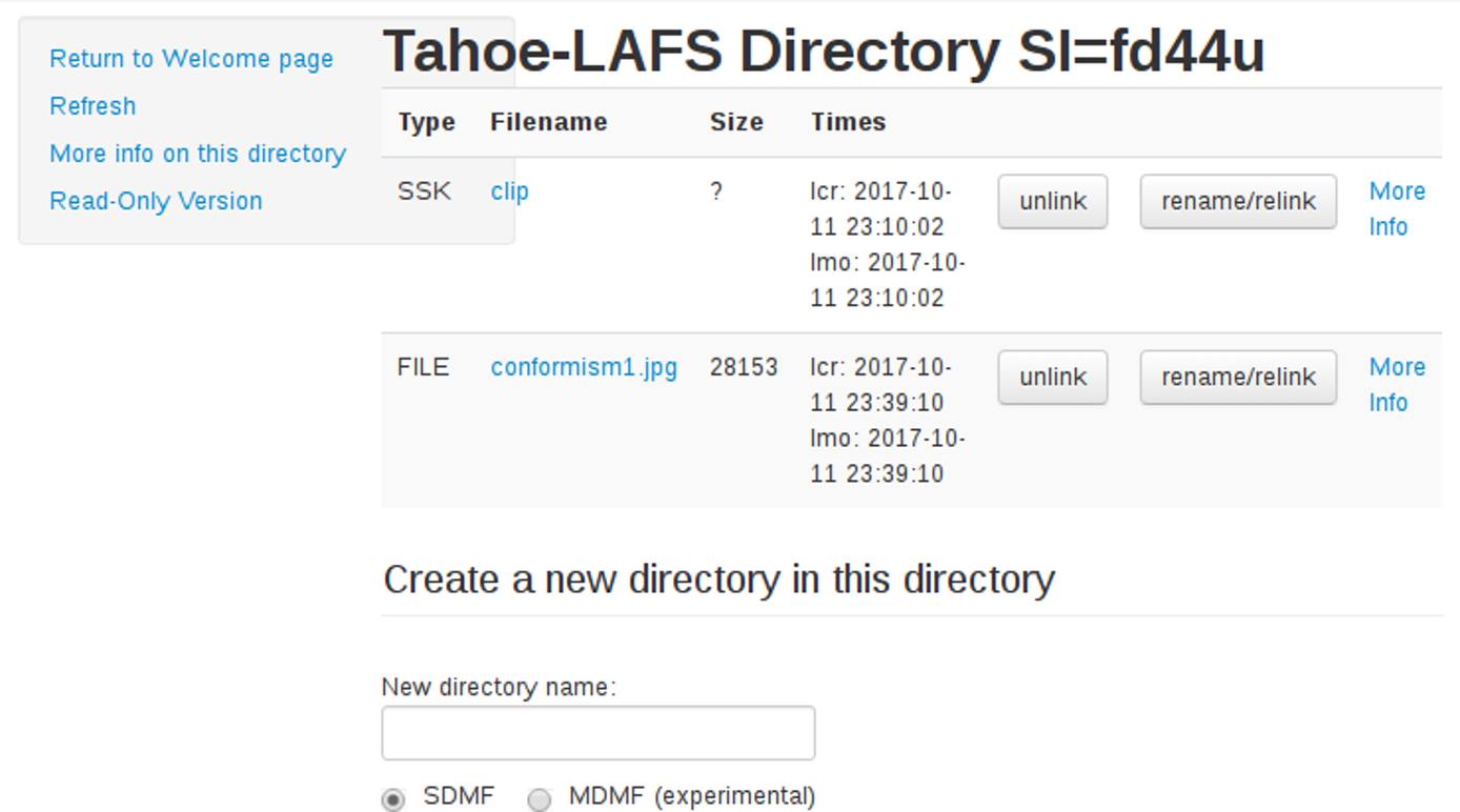 Directory Displayed in Web User Interface