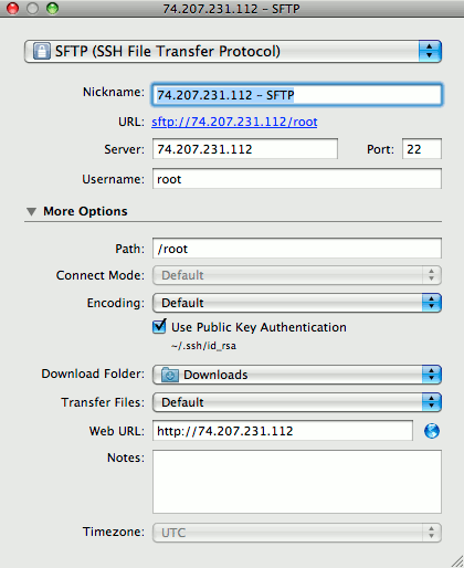 Bookmarking a connection in Cyberduck on Mac OS X.