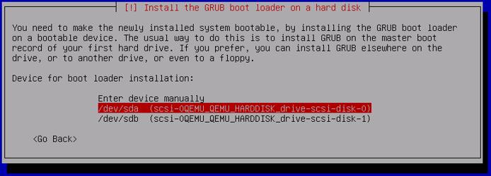 Debian 8 Grub Device Selection