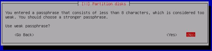 Debian 8 Encryption Passphrase Warning