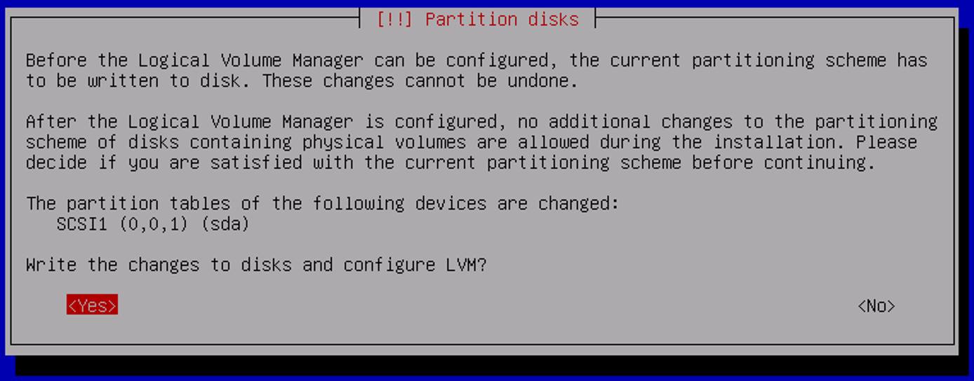 Debian 8 Partitioning Confirmation