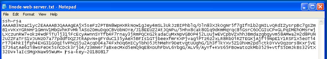 Copy the public key to a text file.