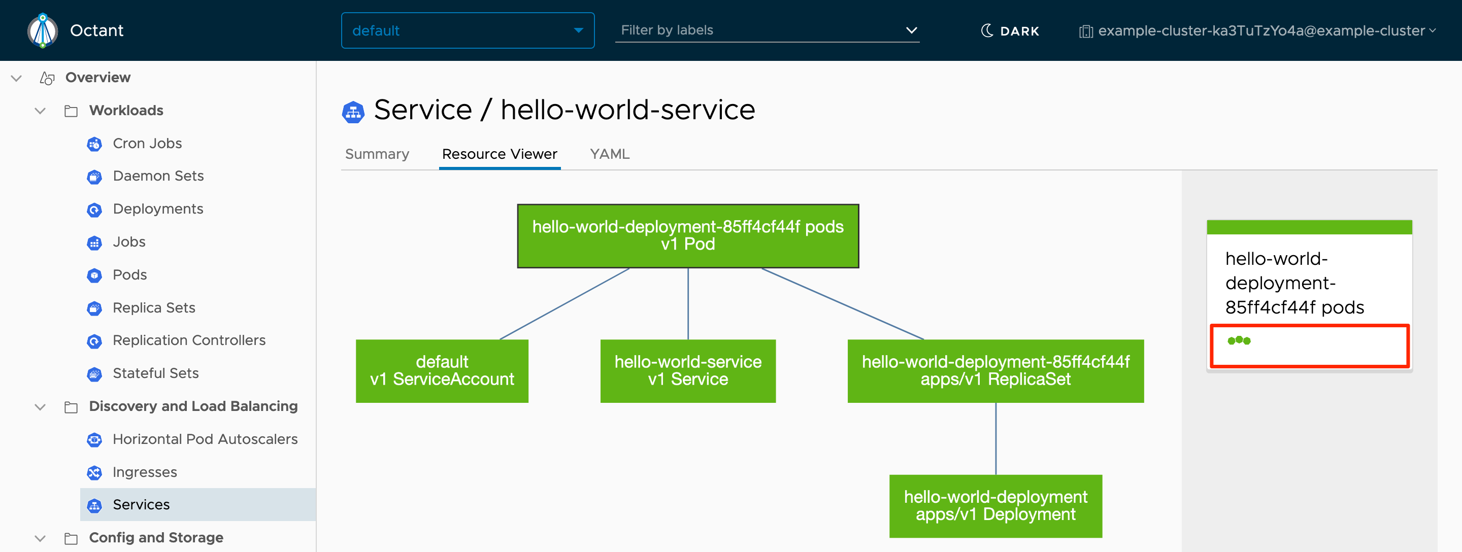 Octant Service Resource Viewer - Hello World 1.0