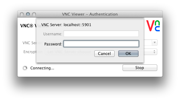 The VNC password prompt.