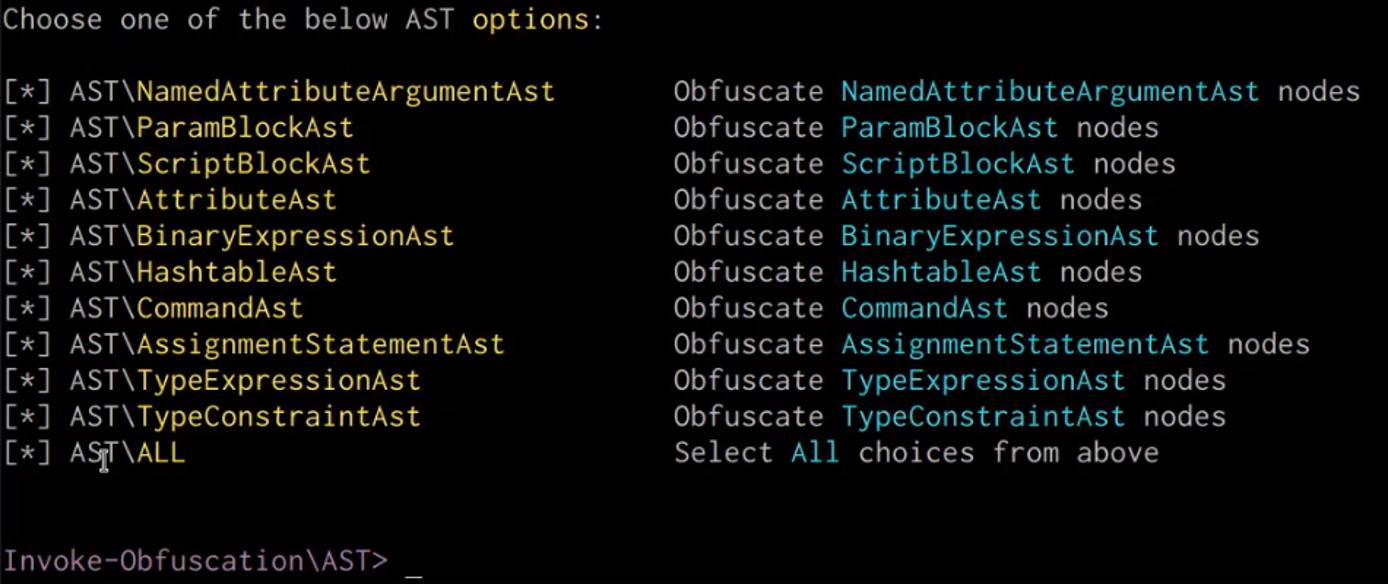 AST options menu