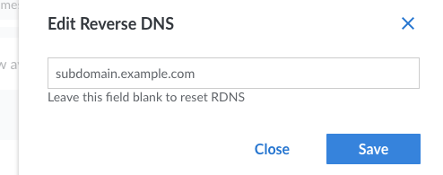 Adding the domain name for reverse DNS