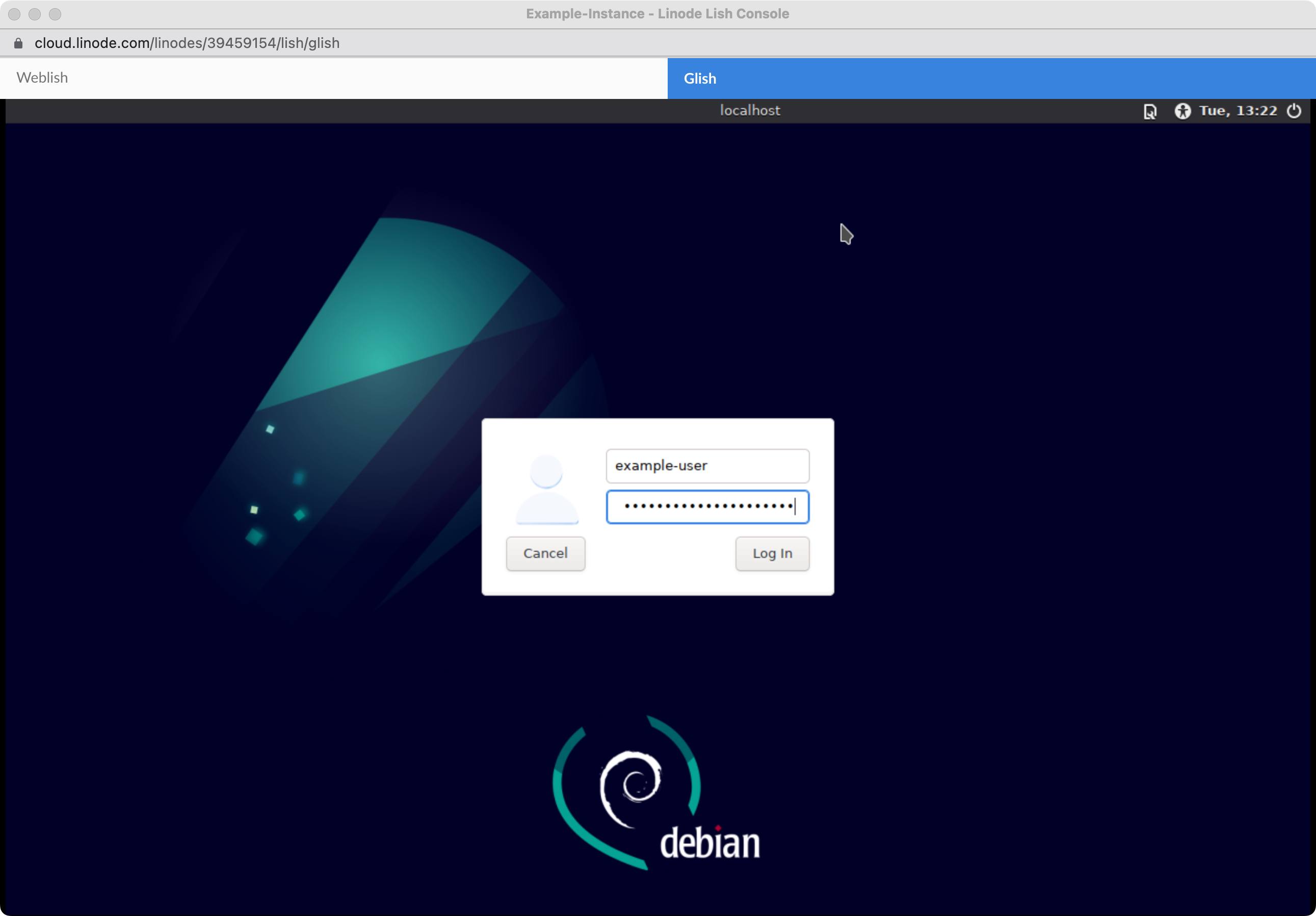 Screenshot of LightDM in Glish