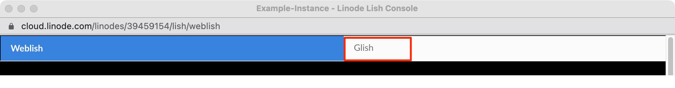 Screenshot of the Lish Console with the Glish button