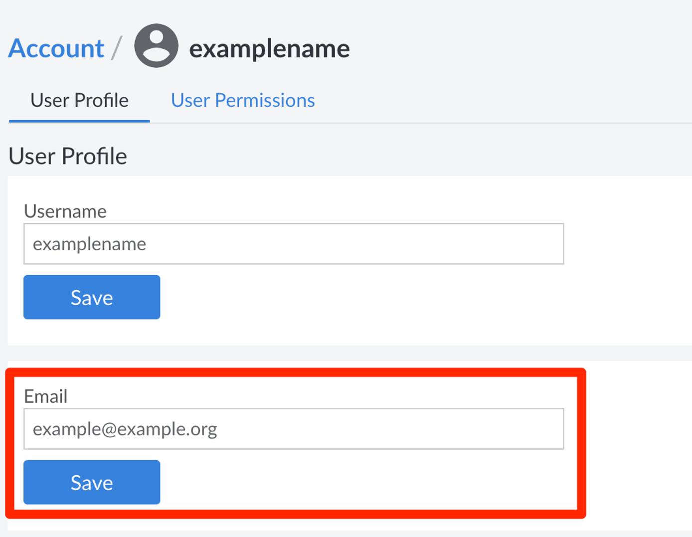 Modify the email address associated with your user account