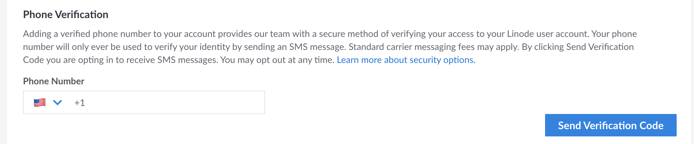 Screenshot of the Phone Verification Setting in Cloud Manager
