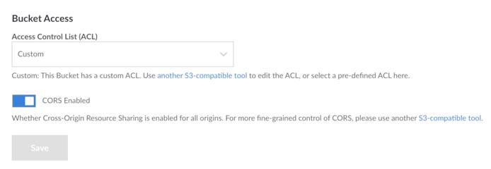Custom ACL Setting Displayed in Cloud Manager