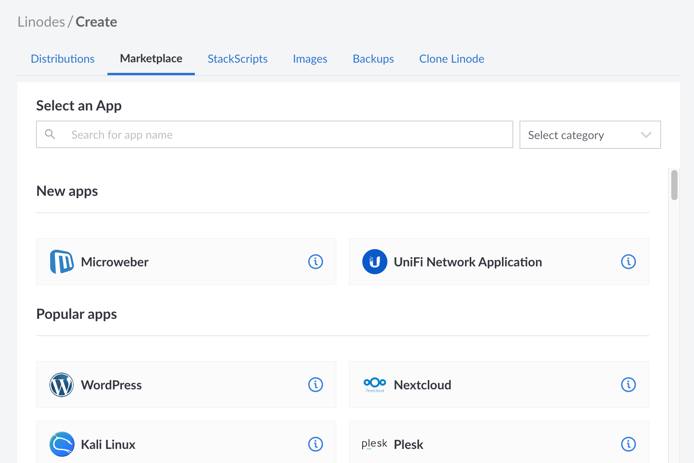Screenshot of Select App section
