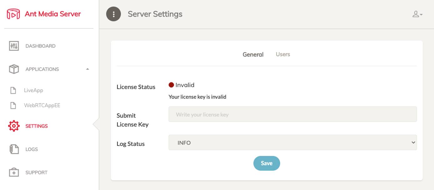 Screenshot of the Settings Page