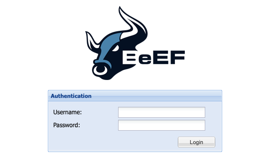 Screenshot of the BeEF login prompt