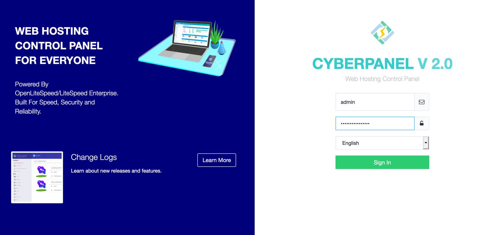 Log into your CyberPanel