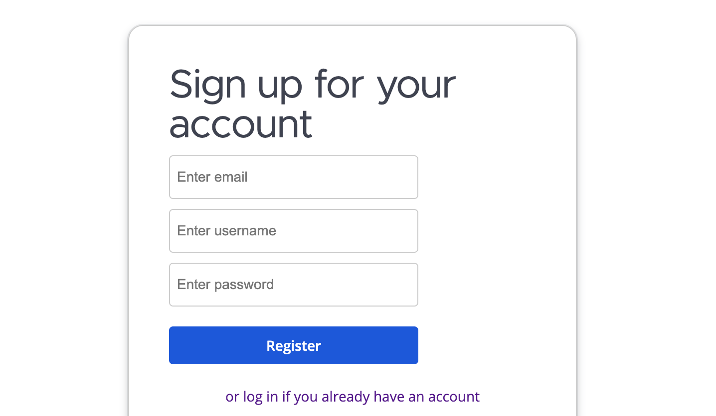 The Focalboard registration page