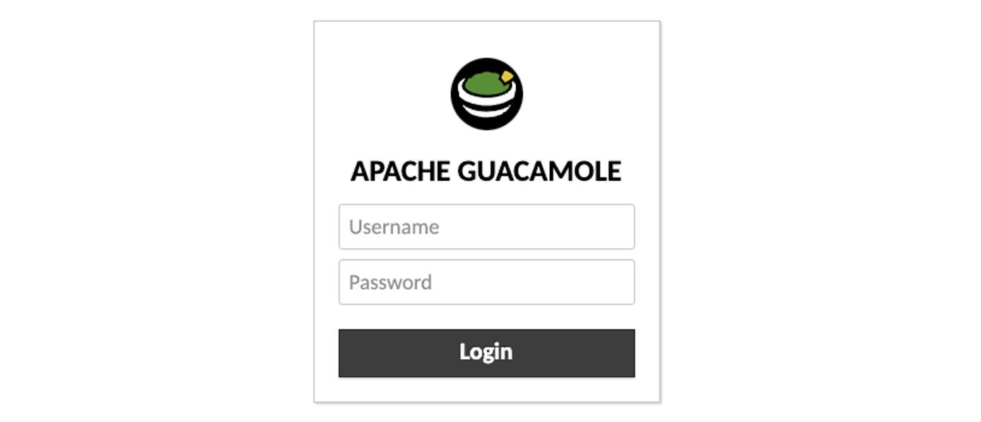 Screenshot of the Guacamole login page.