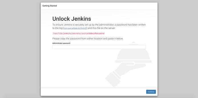 Log into Jenkins with your admin password