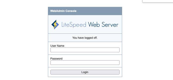 Screenshot of LiteSpeed WebAdmin login prompt