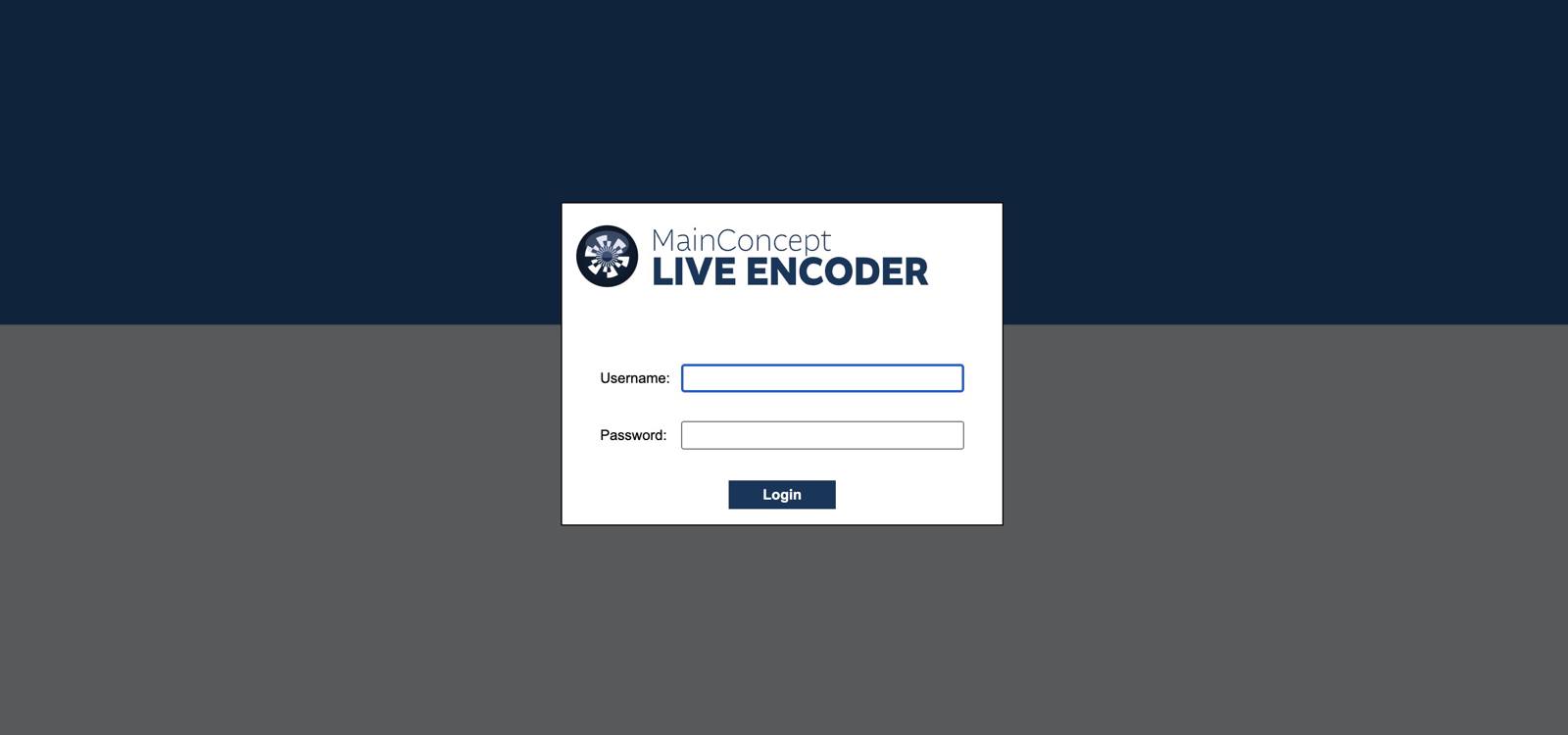 MainConcept Live Encoder Login