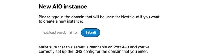 Screenshot of the domain name prompt