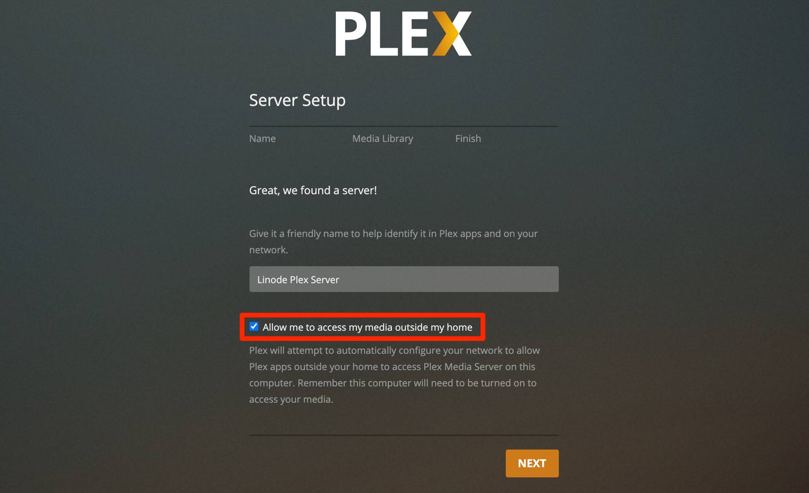 Plex Server Setup - Name