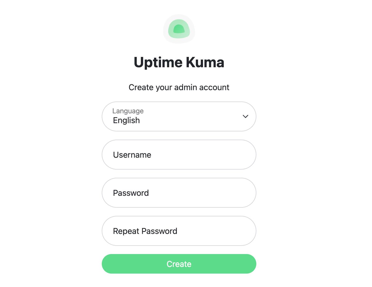 Screenshot of account creation form