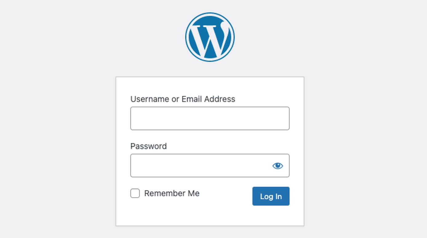 Screenshot of the WordPress login form