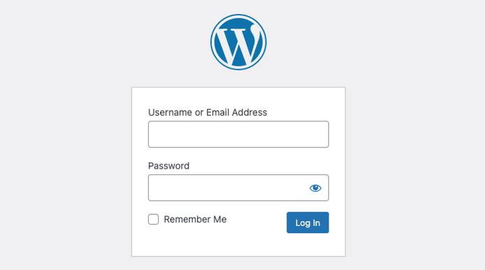 Screenshot of the WordPress login form