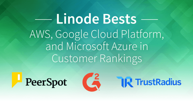 Slide text that says Linode Bests AWS, Google Cloud Platform, and Microsoft Azure in Customer Rankings (en anglais)