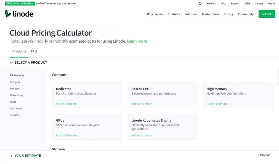 Cloud Pricing Calculator from Linode
