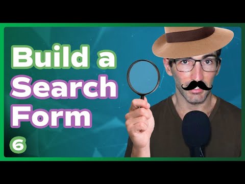帽子をかぶり付け髭を生やし、右手に覗き眼鏡を持ったAustin、タイトル文の横にあるBuild a Search Form（検索フォームを作る）。