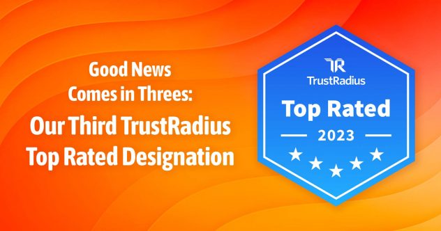 好消息是三分天下的：我们的第三个TrustRadius最高评级指定的特色图片。