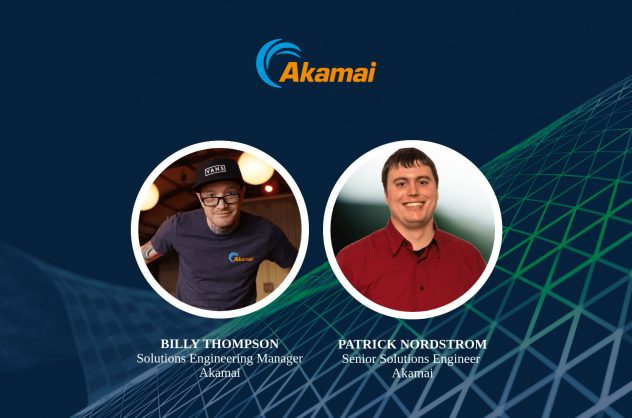 Bild der Webinar-Ankündigung mit dem Akamai-Logo, Billy Thompson und Patrick Nordstrom.