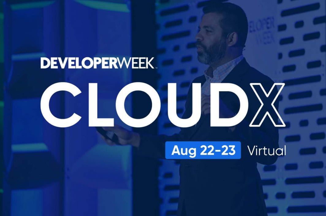 Image du webinaire pour DeveloperWeek CloudX 22-23 août, virtuel.