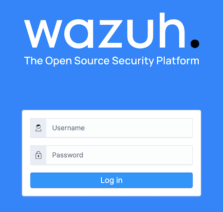 Capture d'écran de l'écran de connexion de Wazuh
